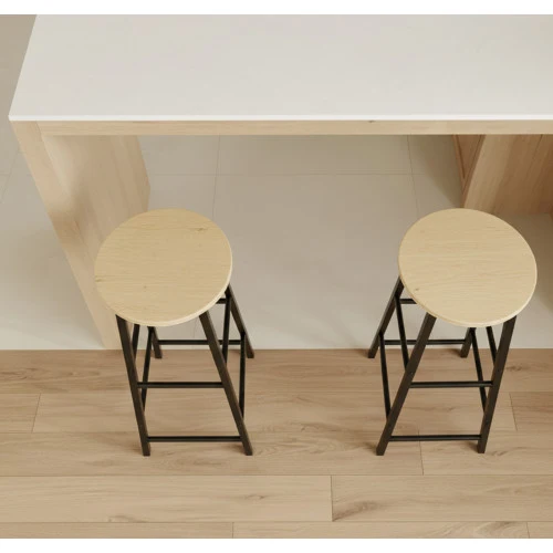 Lot de 2 tabourets hauts noir et Sonoma Louis