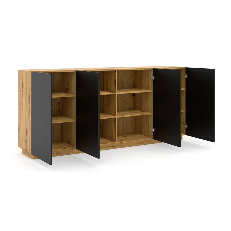 Buffet 4 portes Aurus Bois et Noir