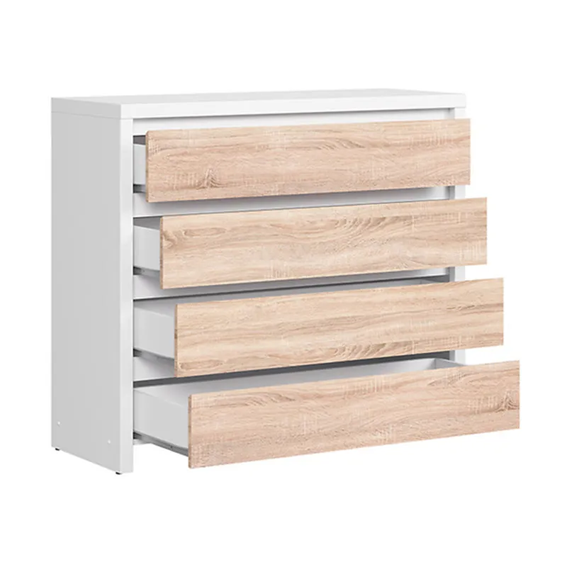 Commode 4 tiroirs Soren Blanc et Bois