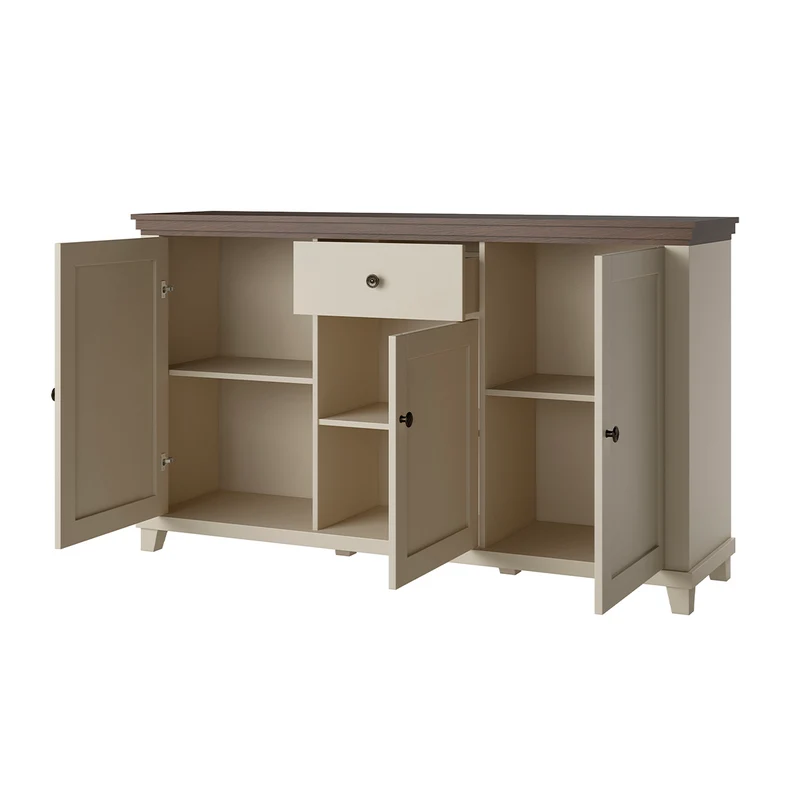 Buffet 3 portes 1 tiroir Martin Beige et Bois