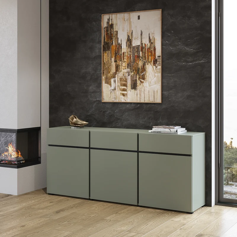 Buffet 3 portes 3 tiroirs Lilia Vert