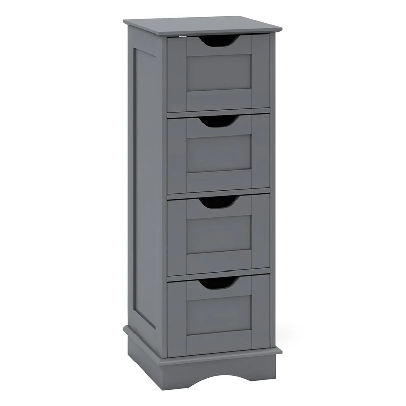 Bathroom Storage Cabinet, 4 Drawers, Gray