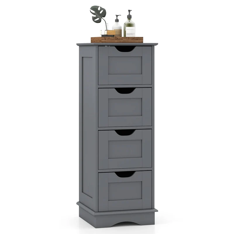 Bathroom Storage Cabinet, 4 Drawers, Gray