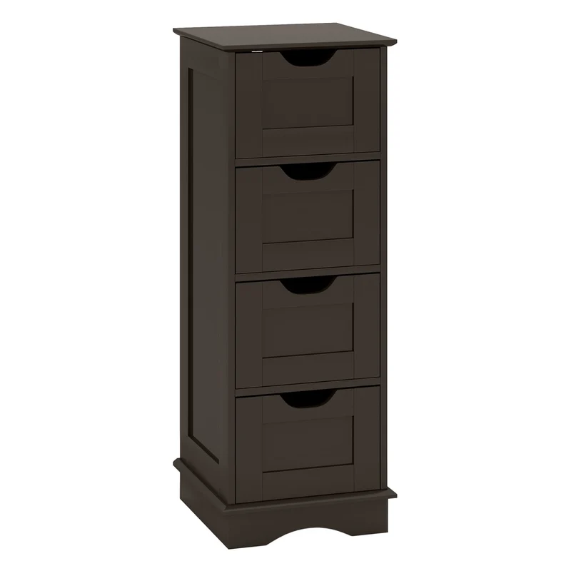 Bathroom Storage Cabinet, 4 Drawers, Brown