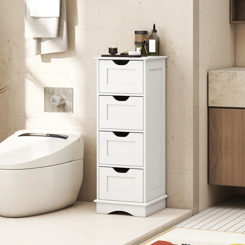 Bathroom Storage Cabinet With 4 Drawers, White
