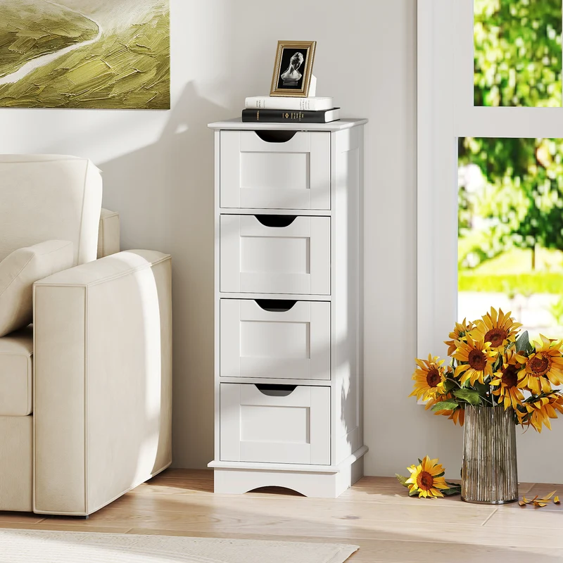 Bathroom Storage Cabinet With 4 Drawers, White