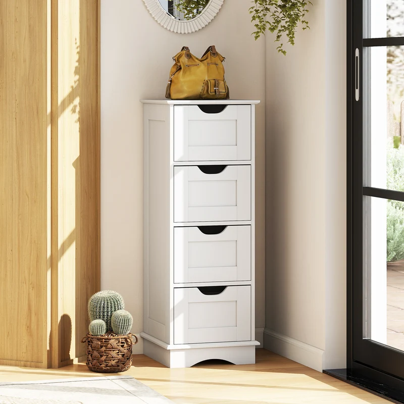 Bathroom Storage Cabinet With 4 Drawers, White