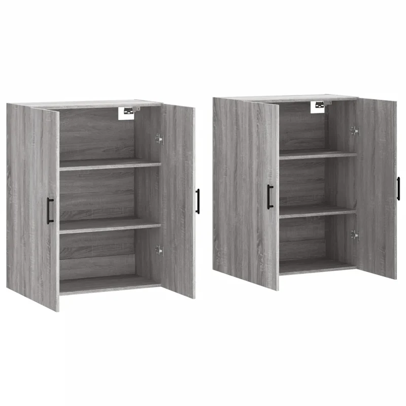 Lot de 2 armoires murales design pratique rangement 69,5 x 34 x 90 cm en bois d'ingénierie sonoma gris 02_0055367