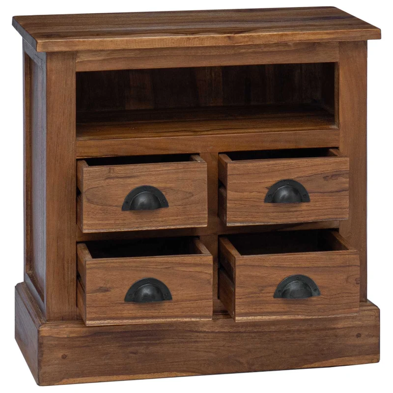 Armoire de rangement style vintage chic avec tiroirs 60 x 30 x 60 cm en teck massif naturel 02_0059090