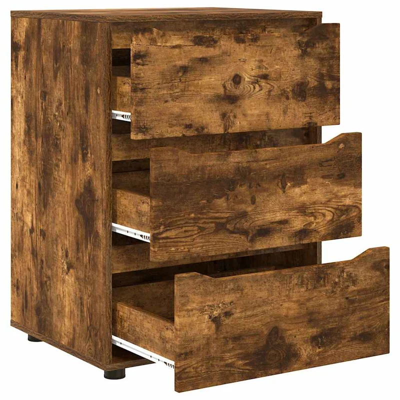 Armoire de rangement minimaliste style épuré 60 x 48 x 81 cm avec tiroirs fonctionnels en bois d'ingénierie chêne fumé 02_0054636