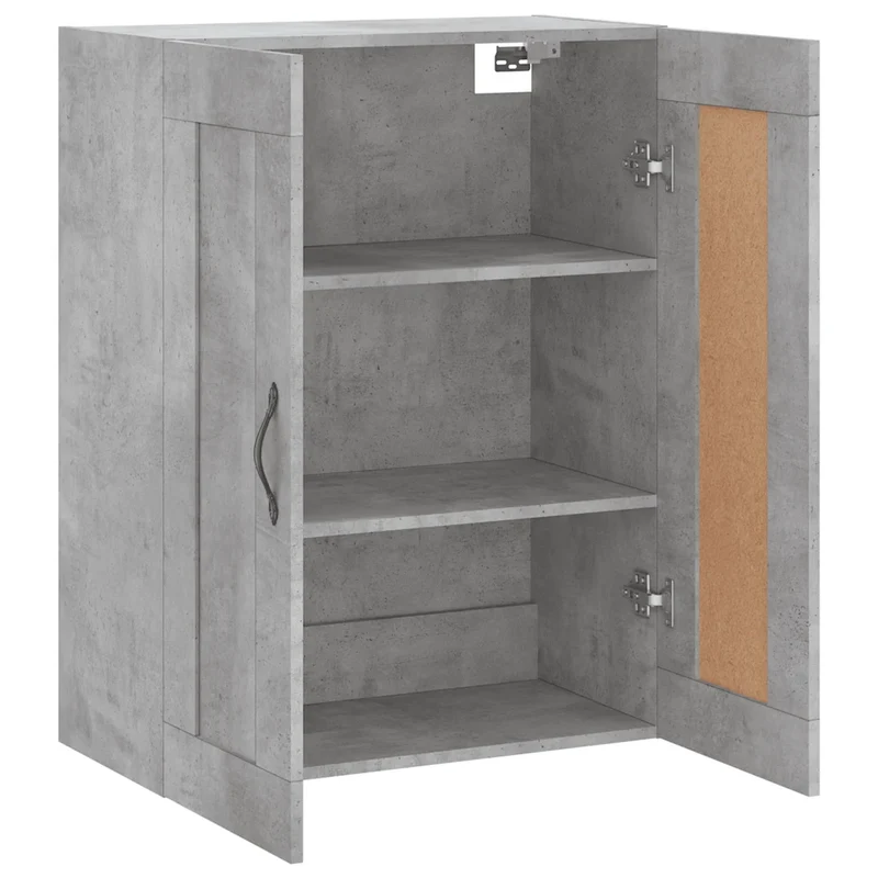 Armoire murale en bois d'ingénierie 69,5 x 34 x 90 cm avec 3 compartiments élégante et moderne en gris béton 02_0048910