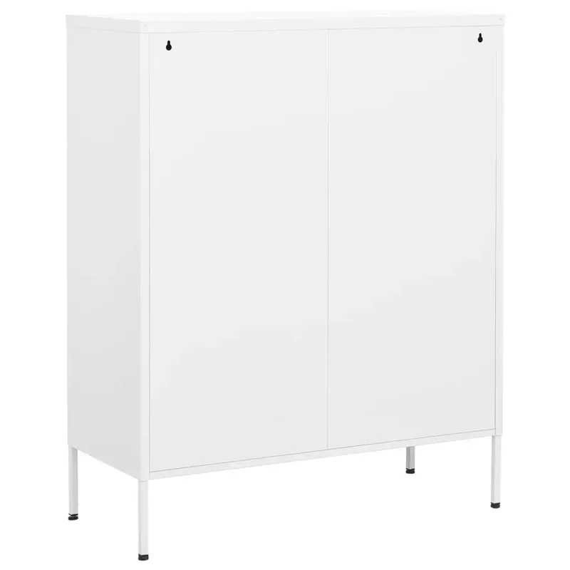 Armoire de rangement moderne 80 x 35 x 101,5 cm 2 tiroirs 2 portes en acier blanc 02_0046852