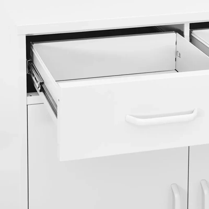 Armoire de rangement moderne 80 x 35 x 101,5 cm 2 tiroirs 2 portes en acier blanc 02_0046852