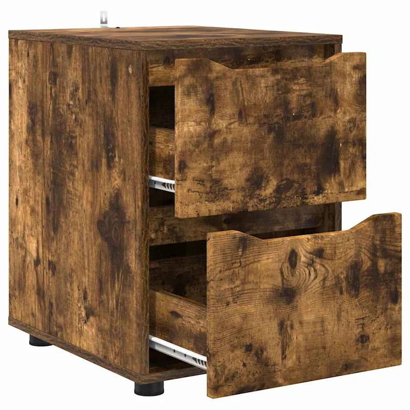 Armoire de rangement minimaliste épuré 40 x 48 x 57 cm avec tiroirs fonctionnels en bois d'ingénierie chêne fumé 02_0054616