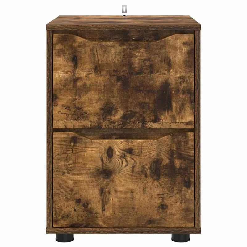Armoire de rangement minimaliste épuré 40 x 48 x 57 cm avec tiroirs fonctionnels en bois d'ingénierie chêne fumé 02_0054616