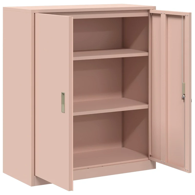 Armoire de rangement moderne avec portes verrouillables 90 x 40 x 105 cm en acier laminé à froid rose 02_0054822