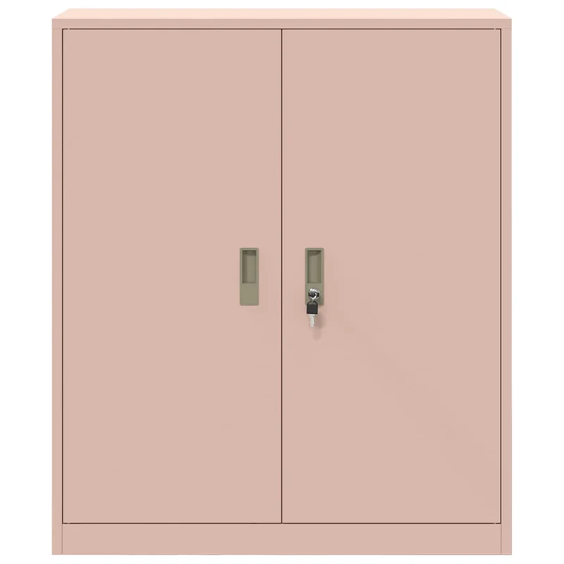 Armoire de rangement moderne avec portes verrouillables 90 x 40 x 105 cm en acier laminé à froid rose 02_0054822