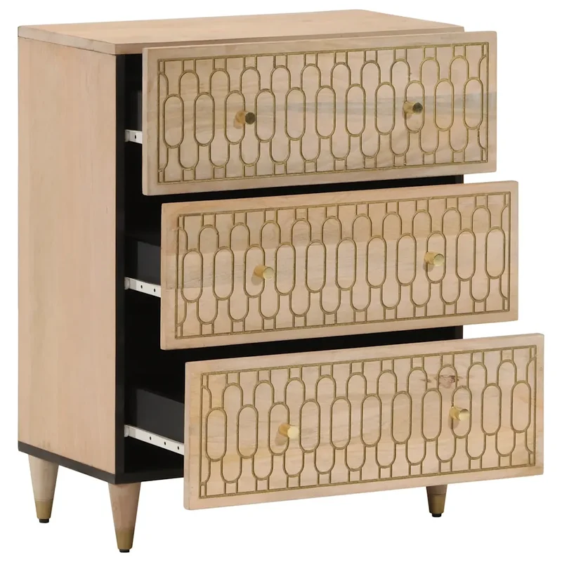 Armoire latérale en bois massif avec espace de rangement design intemporel 60 x 33 x 75 cm en manguier naturel 02_0047298