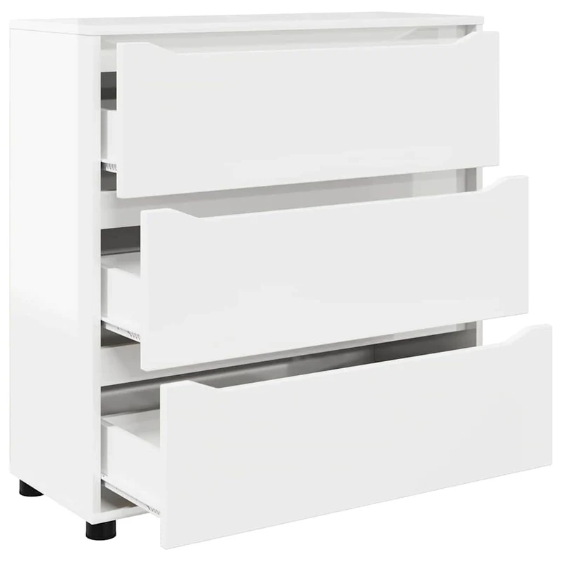 Armoire de rangement moderne minimaliste avec tiroirs 80 x 31 x 81 cm en bois d'ingénierie blanc brillant 02_0054625