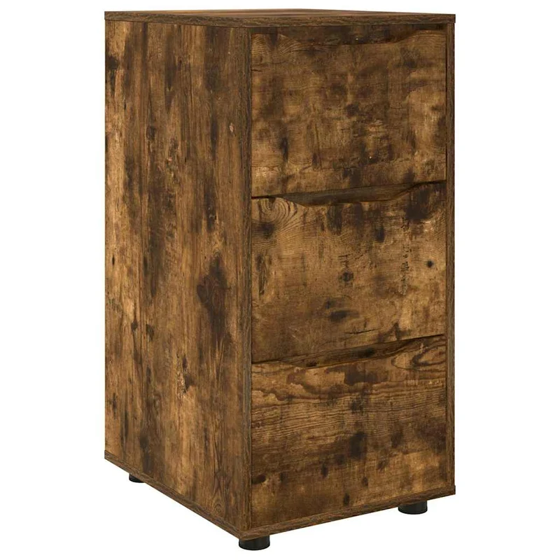 Armoire de rangement design minimaliste 40 x 48 x 81 cm avec tiroirs pratiques en bois d'ingénierie chêne fumé 02_0054646