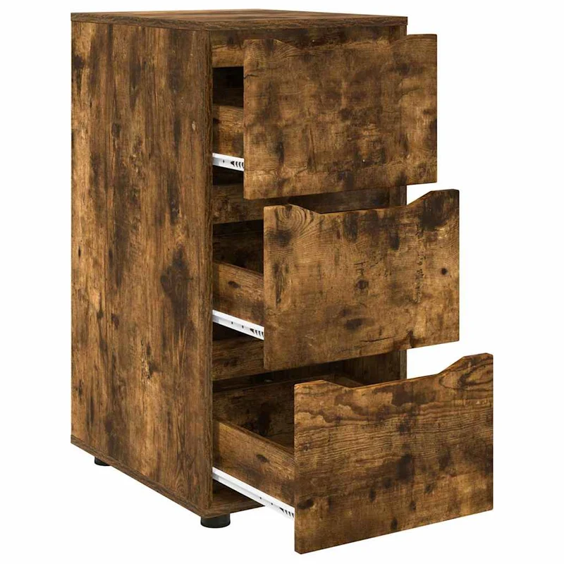 Armoire de rangement design minimaliste 40 x 48 x 81 cm avec tiroirs pratiques en bois d'ingénierie chêne fumé 02_0054646