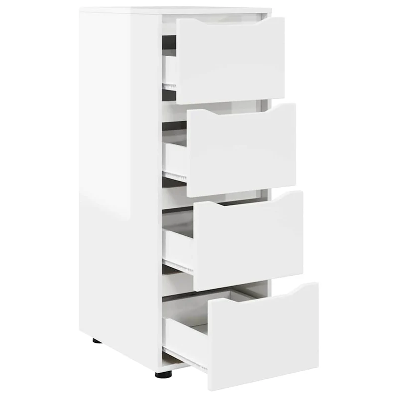 Armoire de rangement minimaliste tiroirs pratiques 40 x 48 x 105 cm en bois d'ingénierie blanc brillant 02_0054655