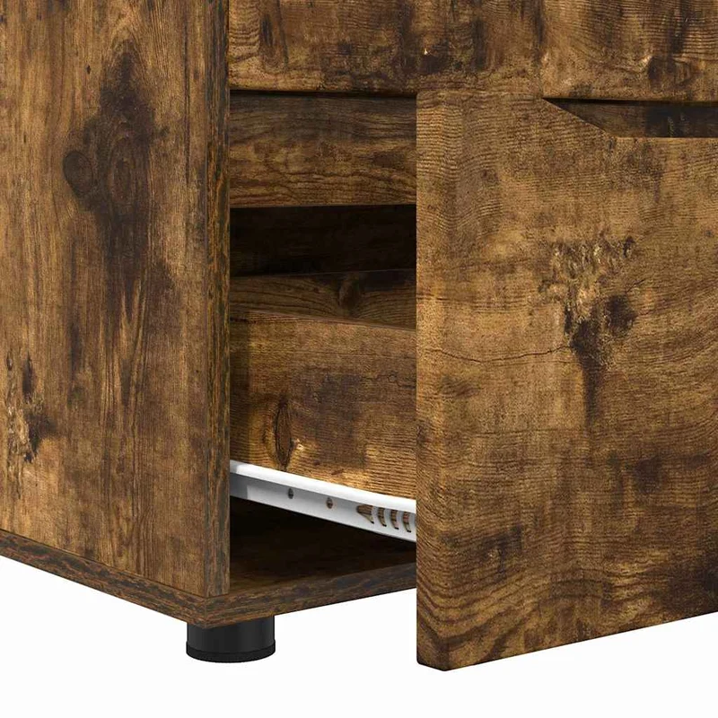 Armoire de rangement design épuré ajustable 60 x 48 x 57 cm en bois d'ingénierie chêne fumé 02_0054606