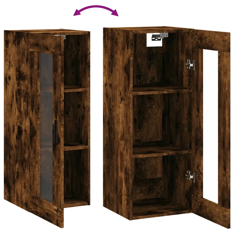 Armoire murale élégante avec grand espace de rangement 34,5 x 34 x 90 cm en bois d'ingénierie chêne fumé 02_0048693