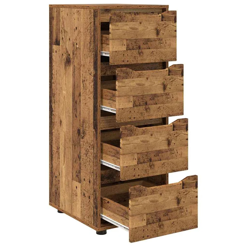 Armoire de rangement rectangulaire avec tiroirs fonctionnels 40 x 48 x 105 cm en bois d'ingénierie bois ancien 02_0054659