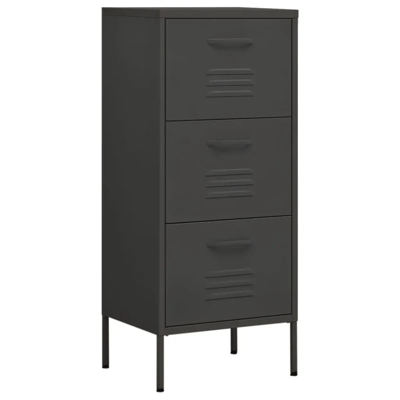 Armoire de rangement pratique moderne 42,5 x 35 x 101,5 cm avec tiroirs extensibles en acier anthracite 02_0046874