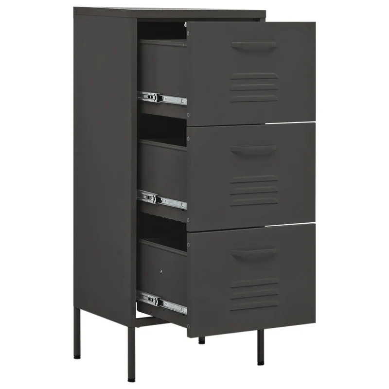 Armoire de rangement pratique moderne 42,5 x 35 x 101,5 cm avec tiroirs extensibles en acier anthracite 02_0046874