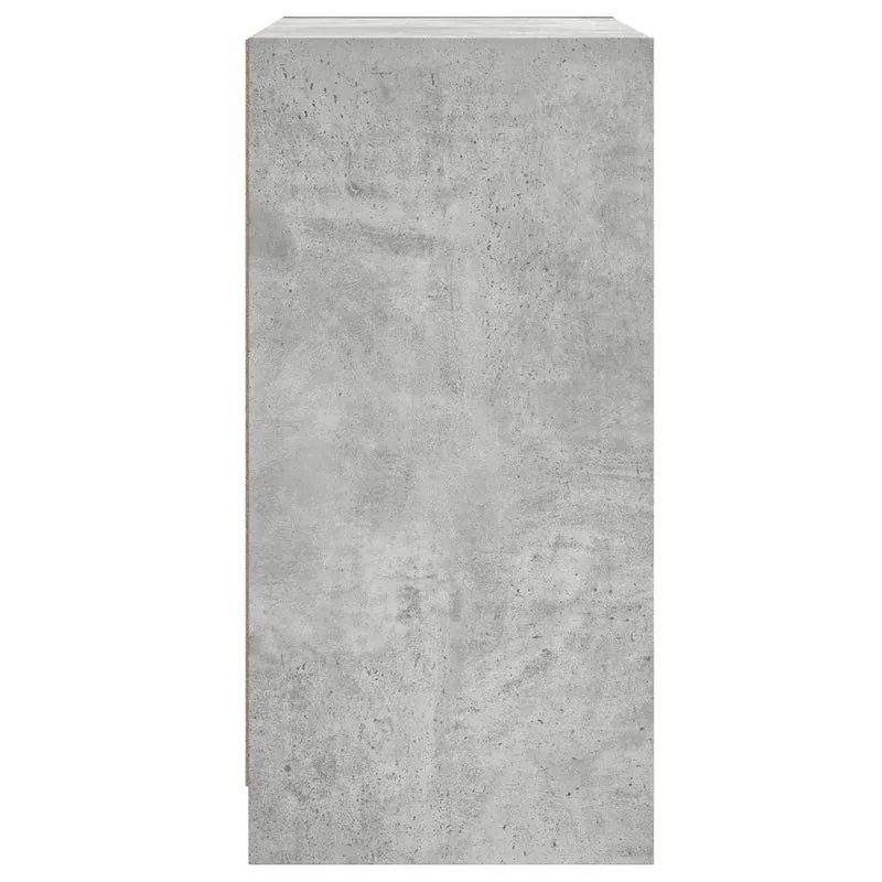 Armoire latérale design intemporel 68 x 37 x 75 cm avec portes vitrées rangement ambiance cosy en bois gris béton 02_0049314