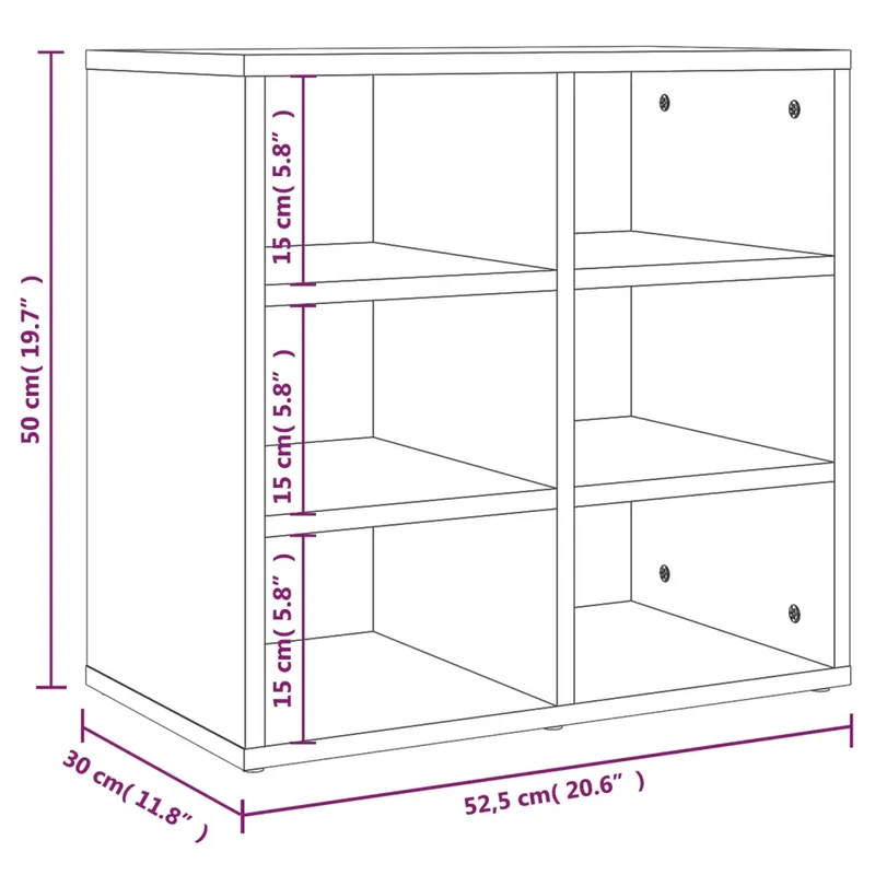Armoire à chaussures pratique 52,5 x 30 x 50 cm 6 compartiments moderne en bois d'ingénierie chêne marron 02_0048439