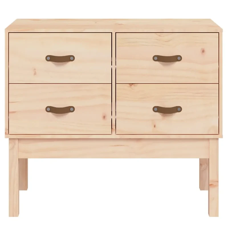Armoire console bois de pin massif 90 x 40 x 78 cm grand espace de rangement style rustique en bois naturel 02_0048452