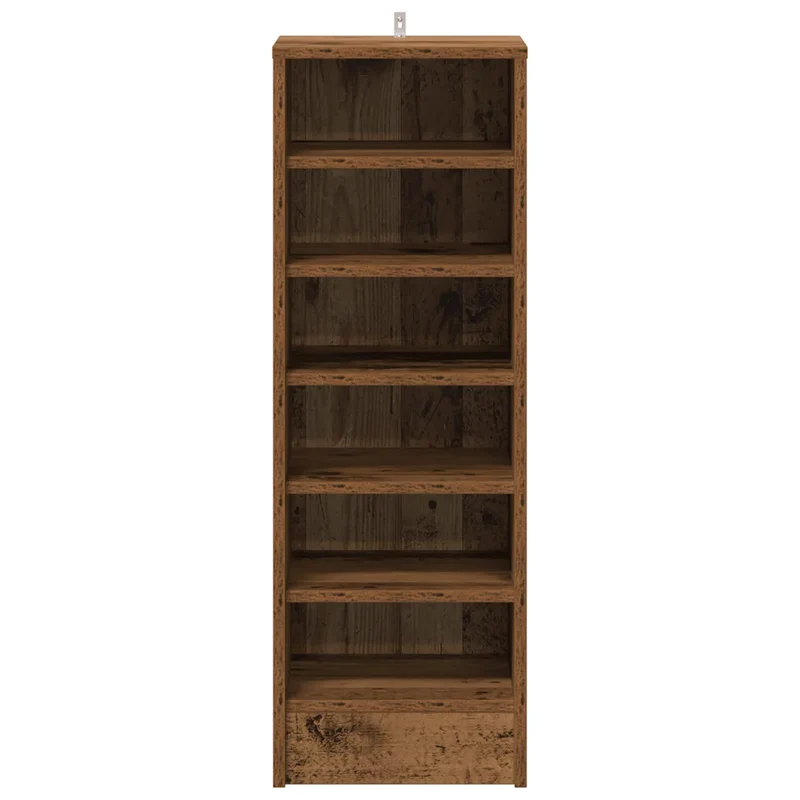 Armoire à chaussures vintage pratique avec 6 étagères 32 x 35 x 92 cm en bois d'ingénierie vieux bois 02_0050925