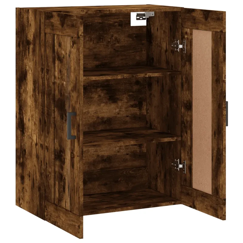 Armoire murale rangement élégante design contemporain 69,5 x 34 x 90 cm en bois d'ingénierie chêne fumé 02_0048916