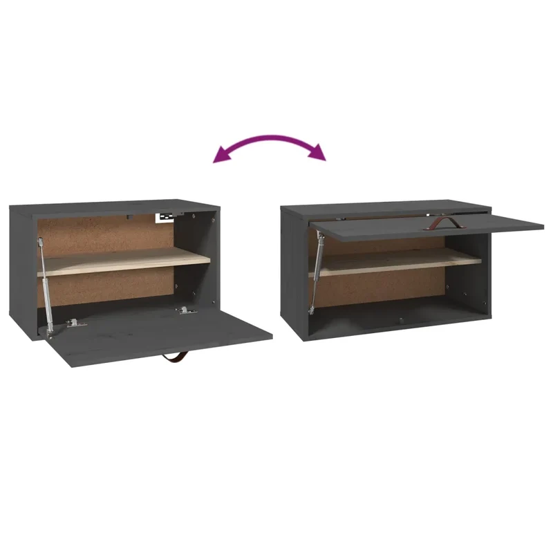 Armoire murale en bois de pin massif espace de rangement 60 x 30 x 35 cm design rustique en bois gris 02_0048358