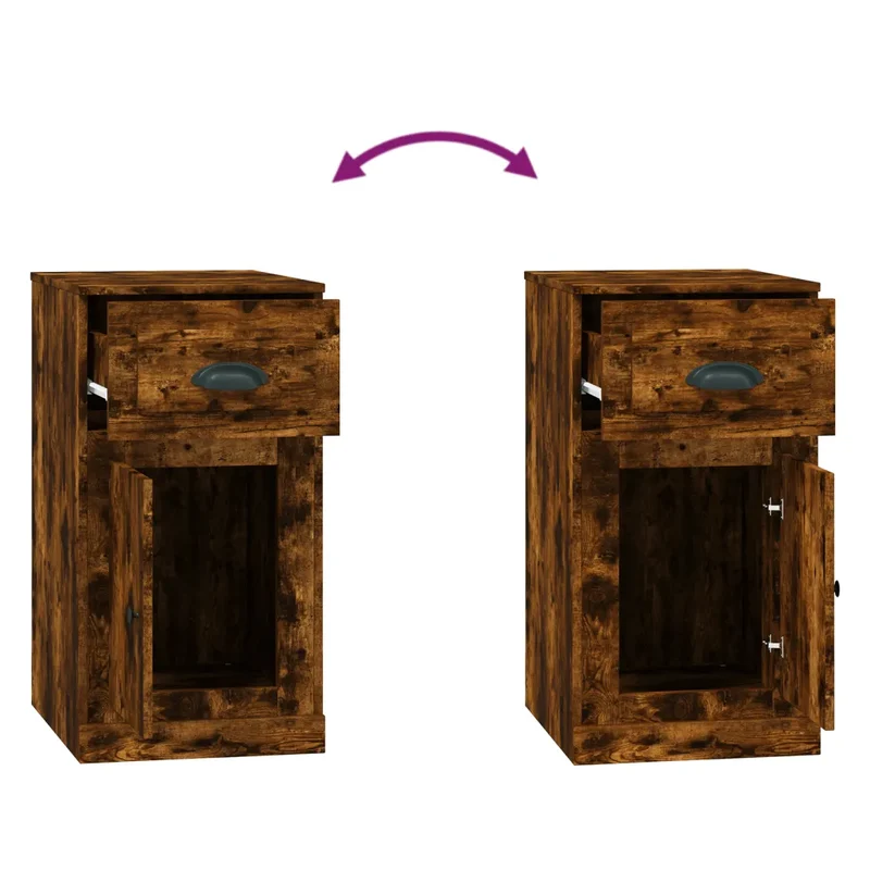 Armoire latérale avec tiroir rangements pratiques 40 x 50 x 75 cm en bois d'ingénierie chêne fumé 02_0048272