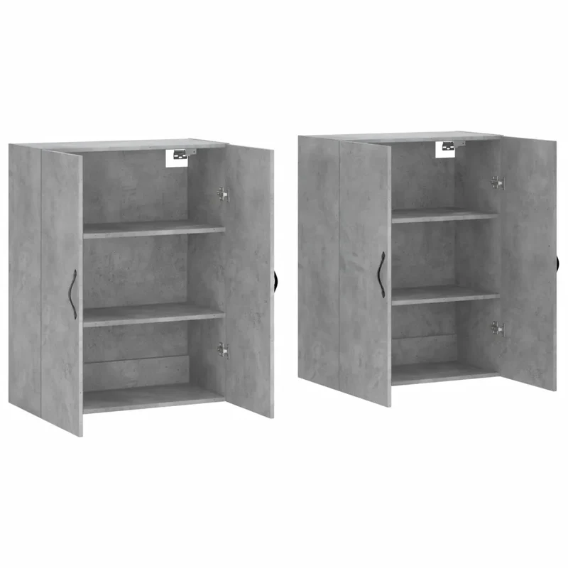 Lot de 2 armoires murales rangement polyvalent 69,5 x 34 x 90 cm en bois d'ingénierie gris béton 02_0055396