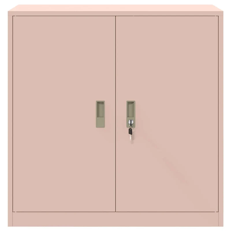 Armoire de rangement moderne polyvalente 90 x 40 x 90 cm portes verrouillables style industriel en acier rose 02_0054816