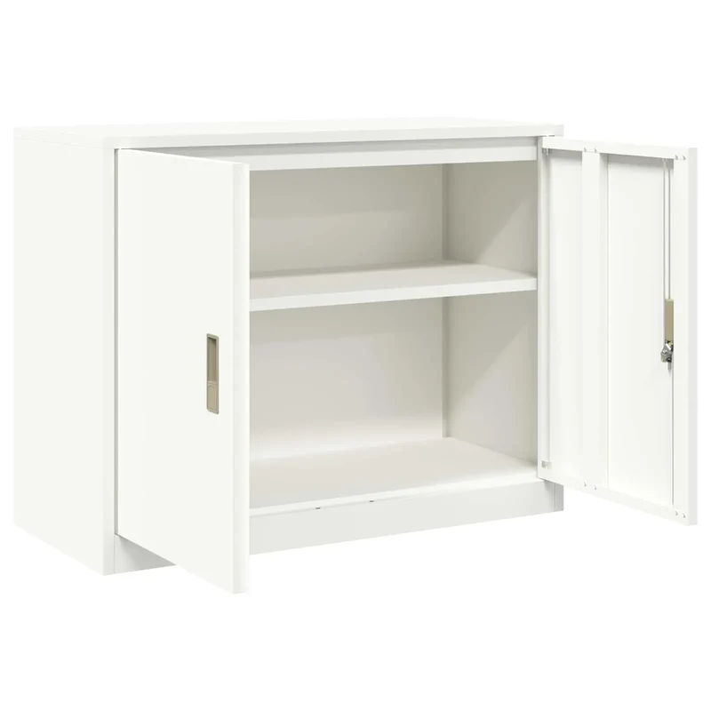Armoire de rangement moderne avec portes verrouillables 90 x 40 x 70 cm en acier laminé à froid blanc 02_0054814