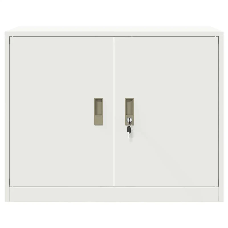 Armoire de rangement moderne avec portes verrouillables 90 x 40 x 70 cm en acier laminé à froid blanc 02_0054814