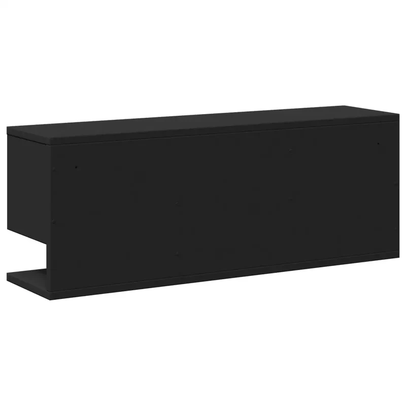 Armoire murale flottante 80 x 20 x 30 cm gain de place rangement moderne en bois d'ingénierie noir 02_0050565