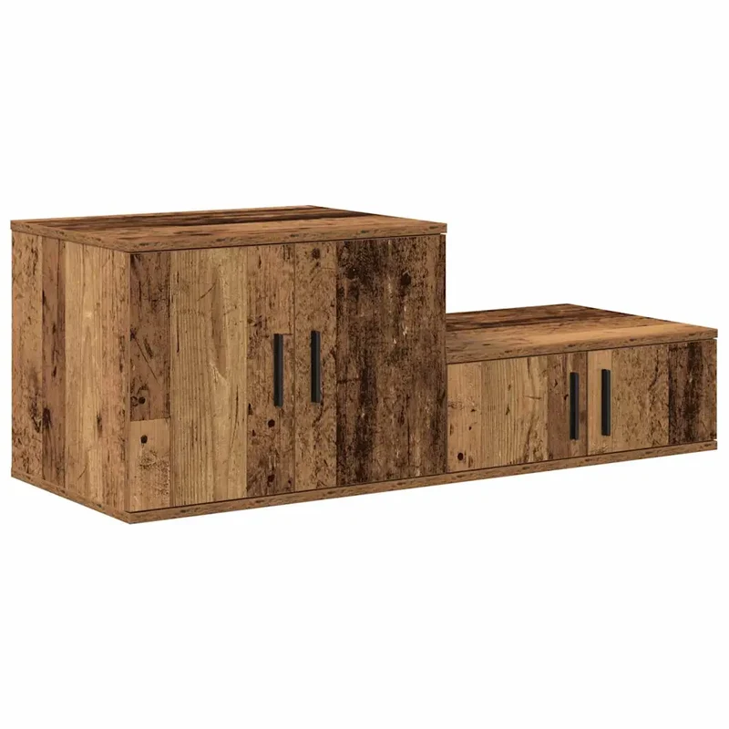 Lot de 2 armoires de rangement modernes minimalistes 103 x 41 x 40 cm en bois d'ingénierie bois ancien 02_0052132