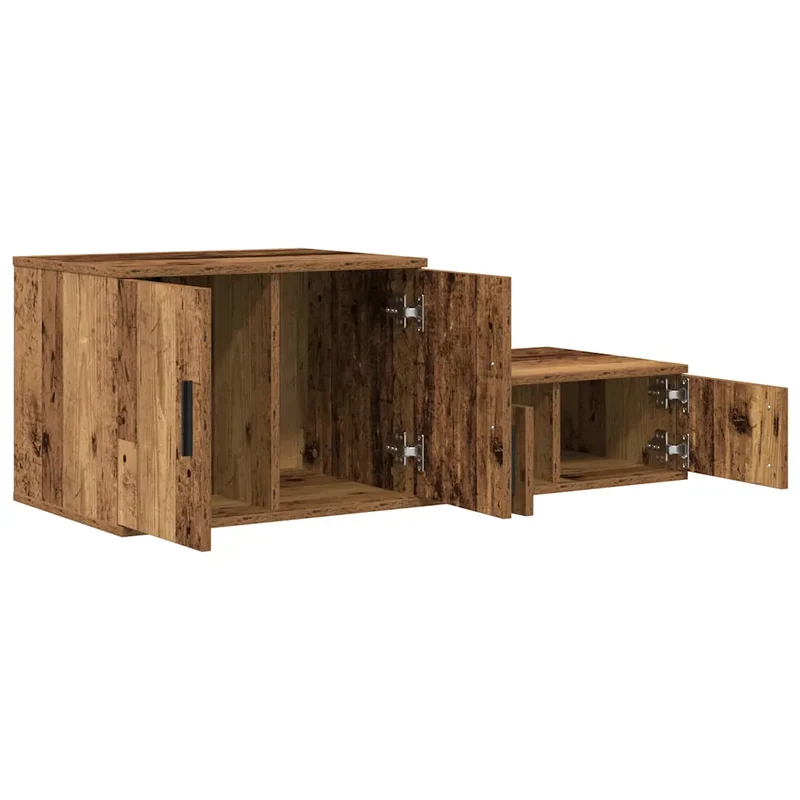 Lot de 2 armoires de rangement modernes minimalistes 103 x 41 x 40 cm en bois d'ingénierie bois ancien 02_0052132