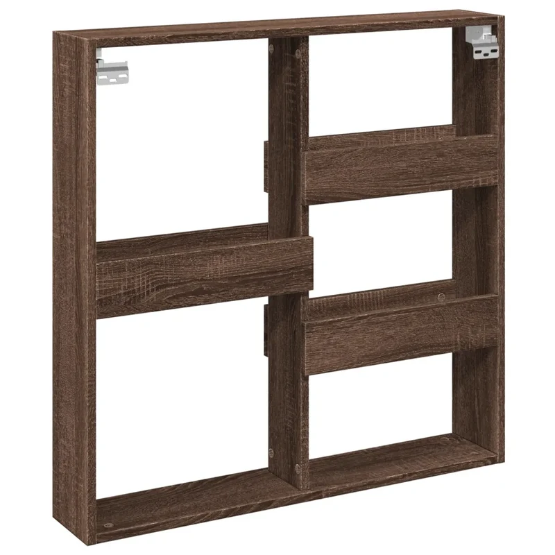 Armoire murale flottante gain de place rangement pratique 80 x 15 x 80 cm en bois d'ingénierie marron 02_0050526