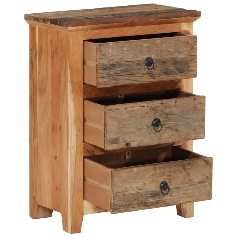 Armoire latérale bois massif d'acacia rangement 55 x 33 x 75 cm fonction d'affichage style classique en bois acacia 02_0047155