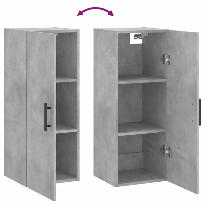 Armoire murale moderne rangement pratique 34,5 x 34 x 90 cm en bois d'ingénierie gris béton 02_0048676