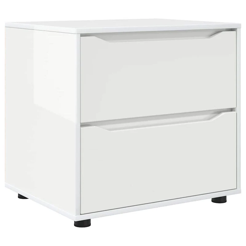 Armoire de rangement moderne avec tiroirs 60 x 48 x 57 cm utilisation pratique salon chambre en bois d'ingénierie blanc brillant 02_0054605