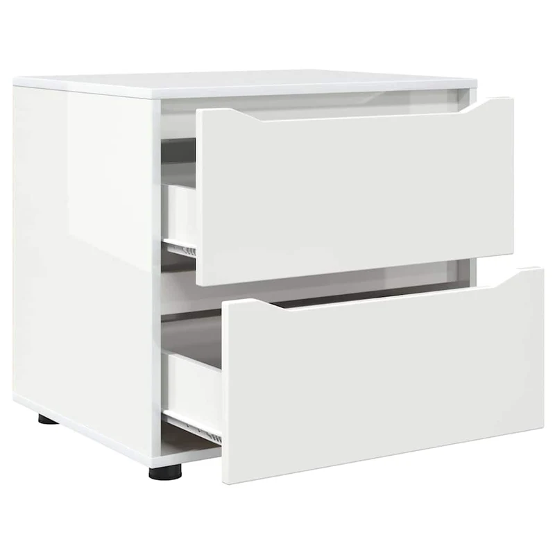 Armoire de rangement moderne avec tiroirs 60 x 48 x 57 cm utilisation pratique salon chambre en bois d'ingénierie blanc brillant 02_0054605